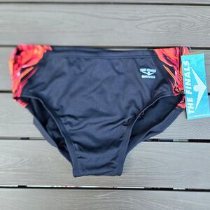 TYR The Finals Hyperblast Black/red Splice Racer Briefs, Youth Boy Sz 22, NEW